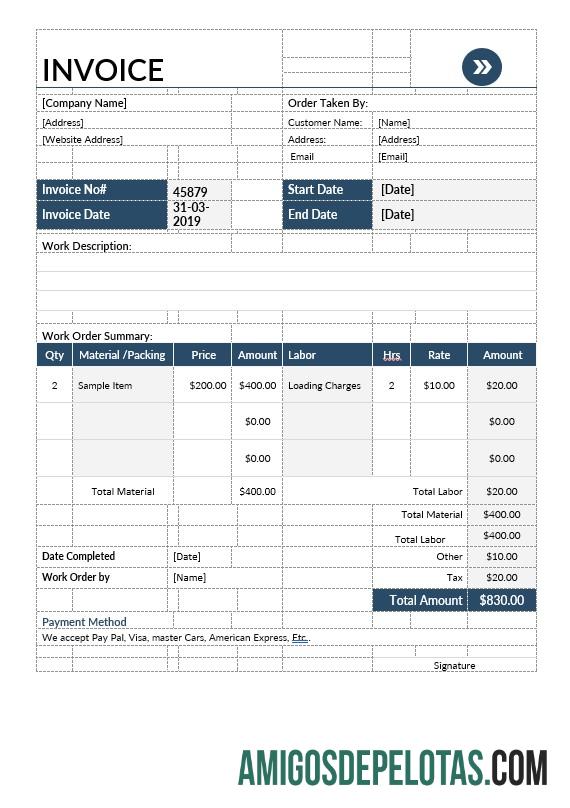 em branco Modelo de fatura de mudança de empresa